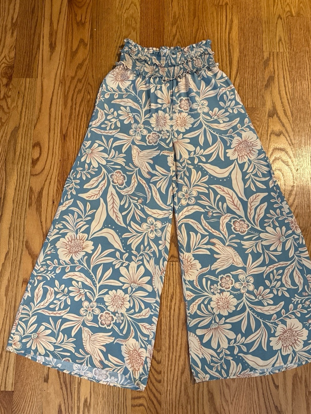 Patrons of Peace Blue Floral Wide-Leg Kids Pants